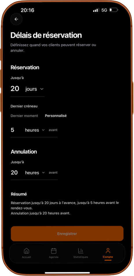 Mockup règles de réservation LastLevel Pro